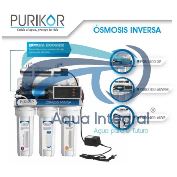 Sistema de ósmosis inversa de 6 etapas con Luz UV 100GPD  Purikor - Imagen 2